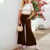 Women's Summer Elastic Waist Solid Color External Pocket Loose Pants