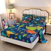 Cartoon Little Dinosaur Pattern Bed Hat Four-Piece Bedding Set Bedroom Dormitory Bedding Decoration