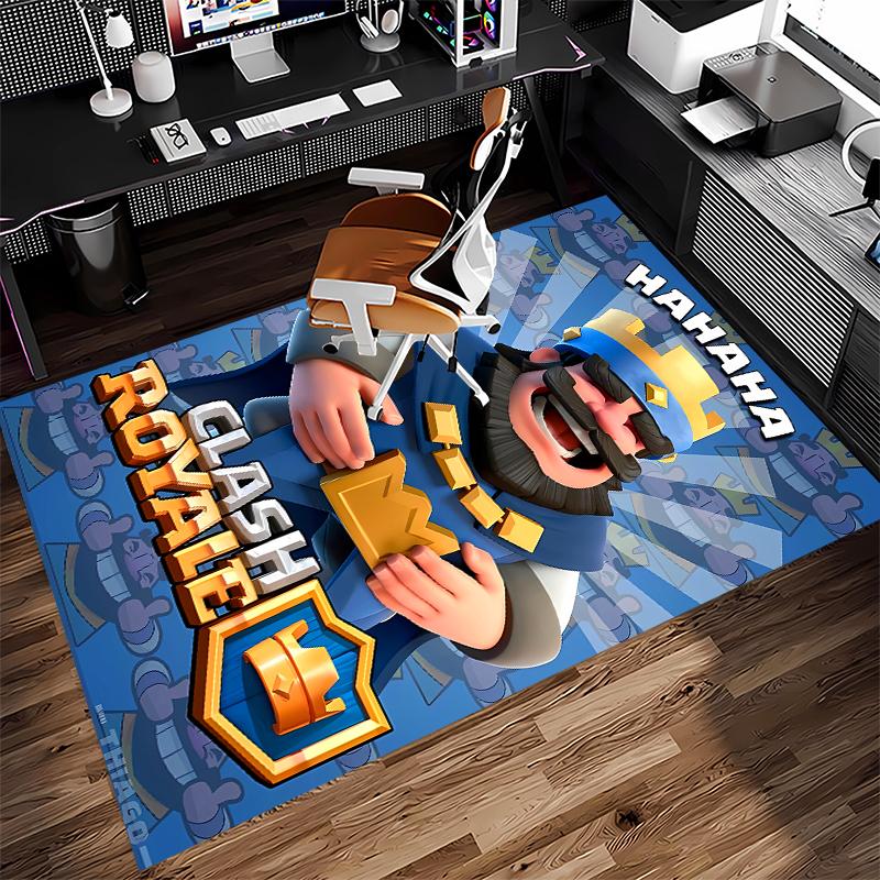 1pc Clash Royale Print Area Rug - Soft, Washable Non-Slip Indoor Mat for Office Chairs, Living Room, Home Office Decorative Rug