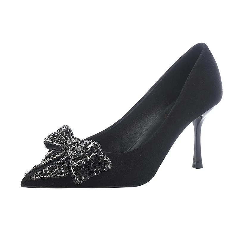 

Мода 2025 Новые туфли-лодочки на высоком каблуке Модные с бантом Офисные и деловые Сексуальные с острым носком Самые продаваемые туфли для женщин 40