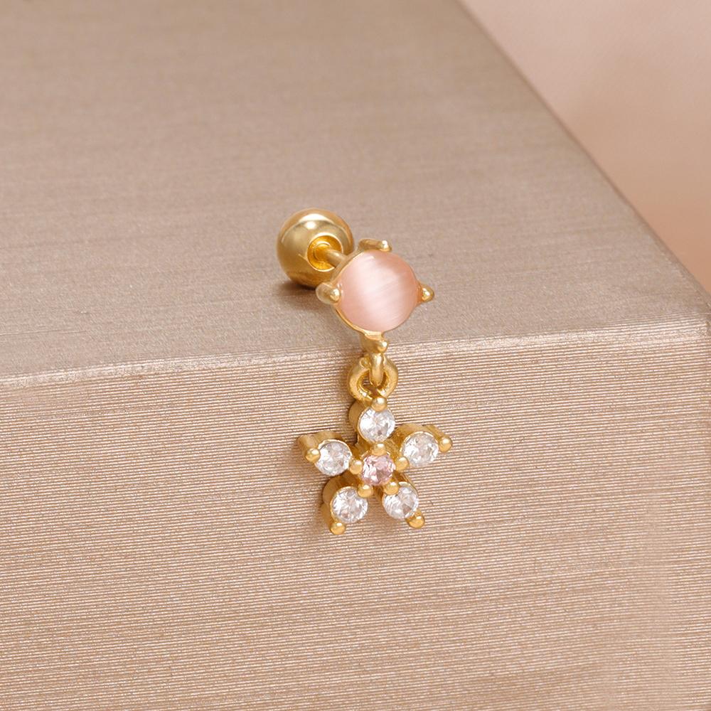 

1pc Korean Sweet Cute Pink Heart Earrings For Women Girls Stainless Steel Y2K Gold Color Stud Cartilage Piercing Jewelry Gifts