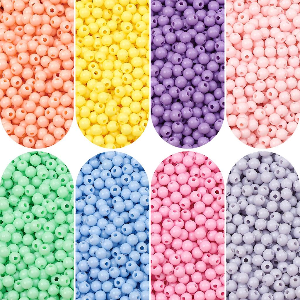 Ručně vyráběný náramek Korálky 3/4mm Akrylové Plné barvy Kulaté korálky Korálky Ručně vyráběné DIY Ruční korálkový náramek Volné korálky Šperkařské doplňky