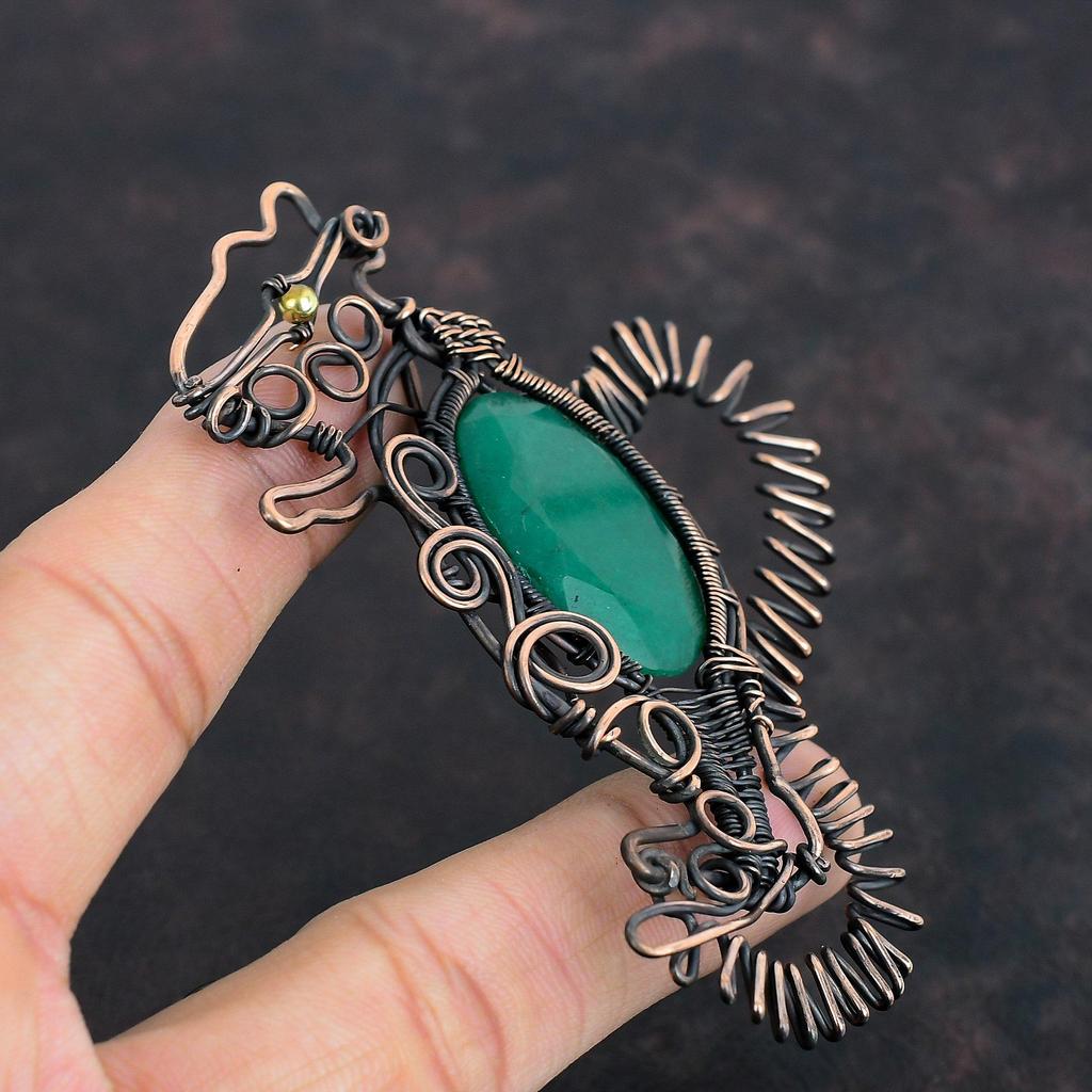 Pandantiv Smarald Zambian Fațetat Pandantiv Înfășurat în Sârmă de Cupru Pandantiv cu Piatră Prețioasă Înfășurare Sârmă de Cupru Bijuterii Iepure Pandantiv Handmade Cadouri de Nuntă