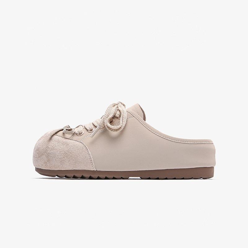 

Баотоу шлепанцы женские уличные 2025 лето новые толстая подошва увеличивающие рост мягкая кожа универсальные дышащие полушлепанцы бокен сандалии 35 песочный