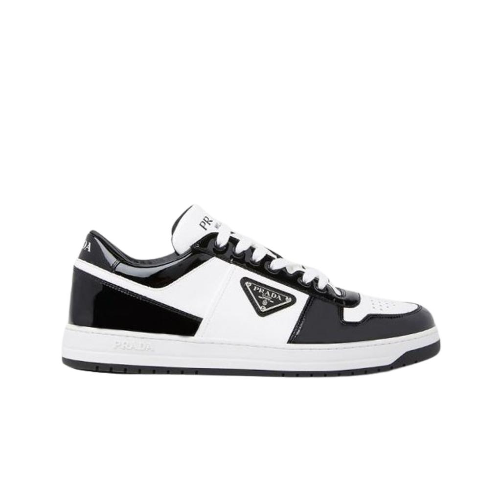 Prada Downtown Patent Leather Sneakers Black White