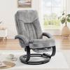 Swivel Recliner Chair with Footrest, Manual Recliner Armchair with Wooden Base, Plush Velvet Upholstered Reclining Chair for Living Room, Bedroom
