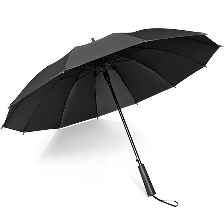 12-Rib 24-Rib Long-Handle Straight Men's Umbrella for Two, Business Advertising, Sun and Rain Protection