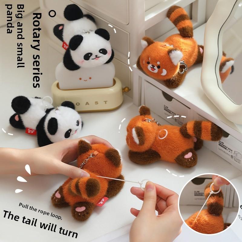 Plush Panda Spinning Keychain Backpack Charm Couples Gift Short Decor Plush