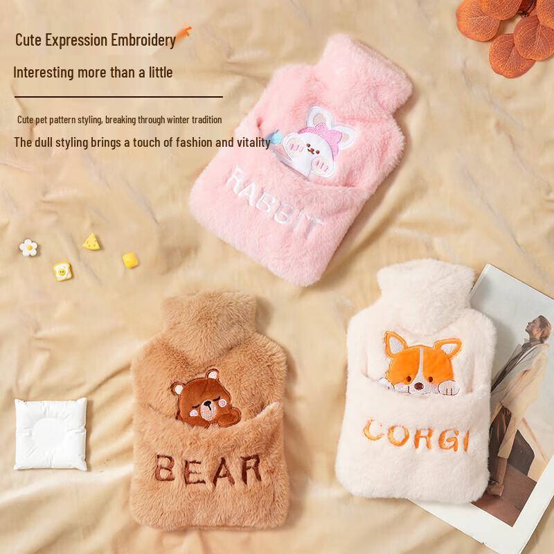 Lexueer Large Pink Rabbit Hot Water Bottle with Hand Pocket