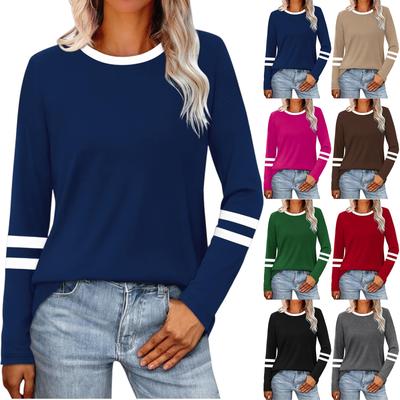 Haut à manches longues à la mode pour femmes, couleur unie