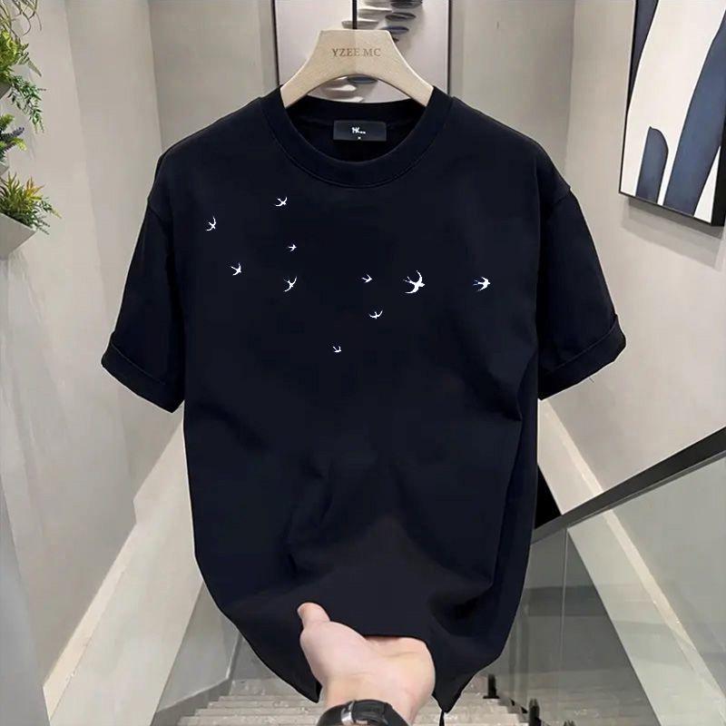 Men s Summer Loose Fit Round Neck T-Shirt with Trendy Print