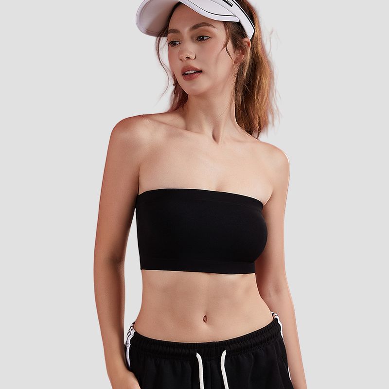 

Aloneadv Yoga Clothes Strapless Thin Tube Top Women Summer Sports Fitness Quick-Drying Underwear Stretch Beauty Back Wrap-around Black L