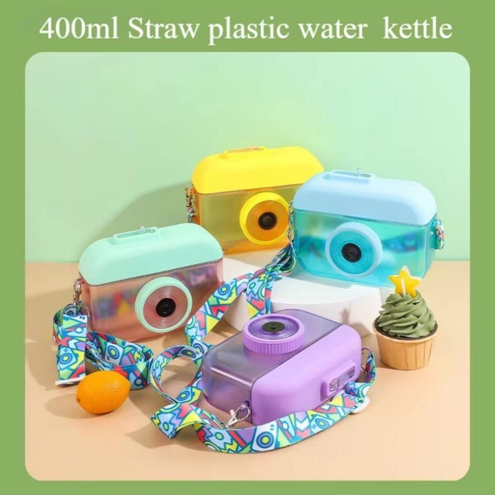 Anti Fall Camera Straw Cups Dustproof Plastic Drinking Kettle Portable Kids Water Bottle  Outdoor