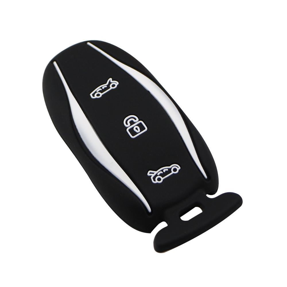 Silicone Car Key Case for Tesla Model X 3 Y 75D/90D/P100D 3-Button Remote Controller Key Fob Cover Shell Accessory