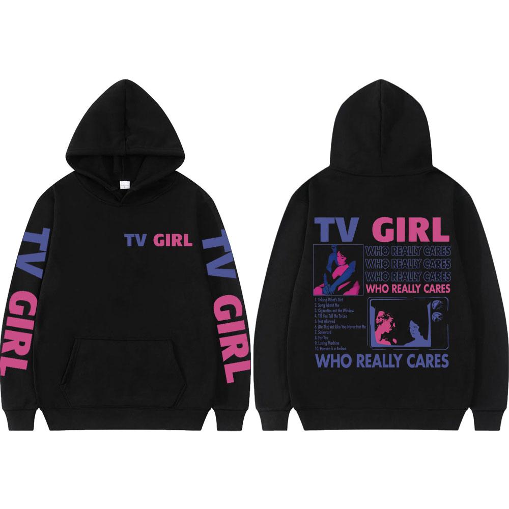 Pop Band TV Girl Who Really Cares Album Print  Hoodies Rock Hooded Sweatshirts Men Women Clothing Y2k Fashion Pullovers