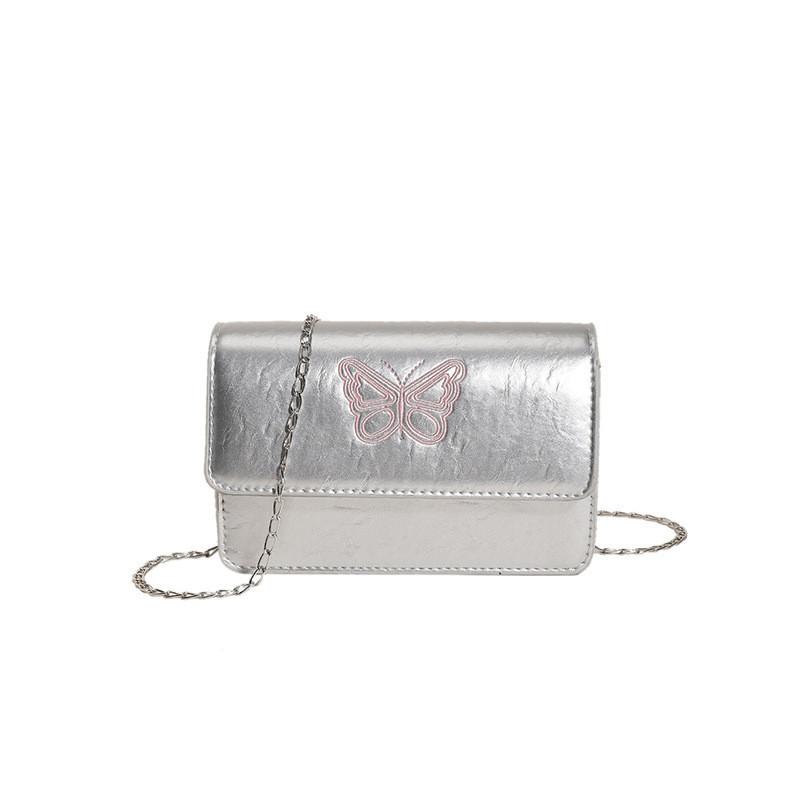 

New Popular Printed Square Bag Women s Bag Street Fashion Solid Color Elegant Single Shoulder Bag Simple Ladylike Style Crossbody Bag срібний