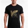Assyrischer Geflügelter Löwe Gold Und Schwarz Lamassu Auf Weißem Leder T-Shirt Sommer Lässig Baumwoll-T-Shirt Übergröße Streetwear Oberteile