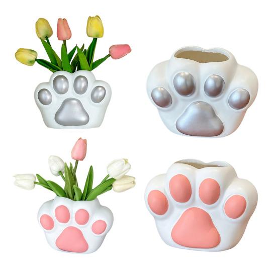 Cat Paw Vase Soft Enamel Artistic Flower Arrangement Vase TV Cabinet Home Living Room Decoration Accessory