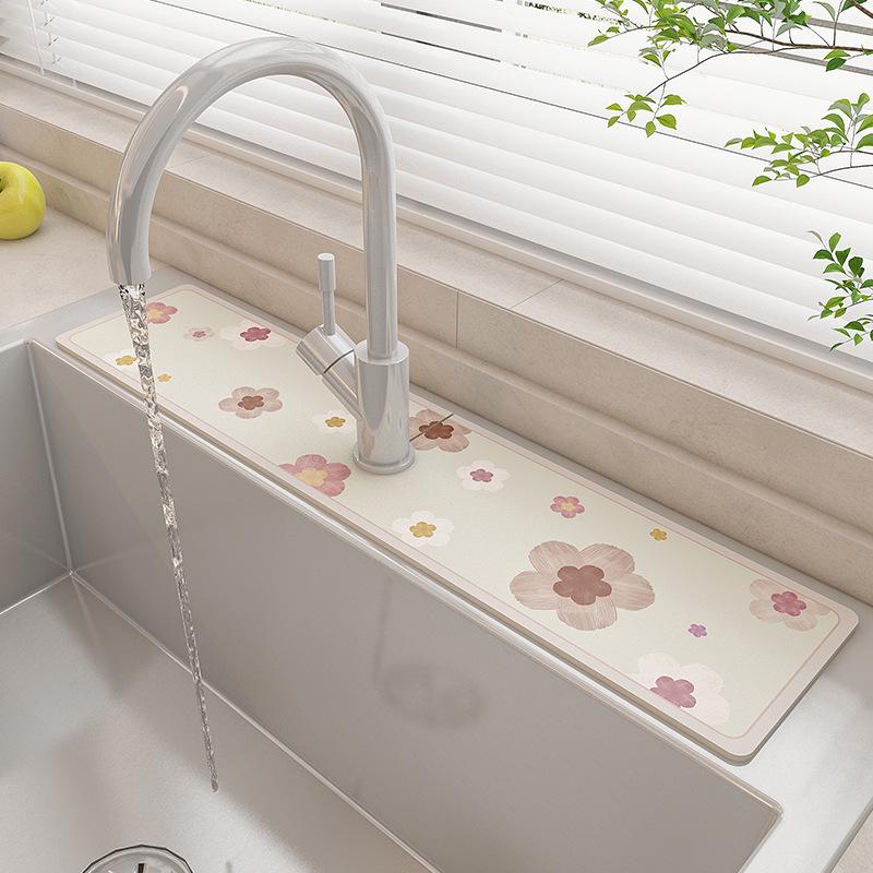 

Коврик для крана, поглощающий диатомовую грязь: Не требующая мытья, моющаяся, устойчивая к плесени прокладка для слива кухонной раковины No Hole 10x60