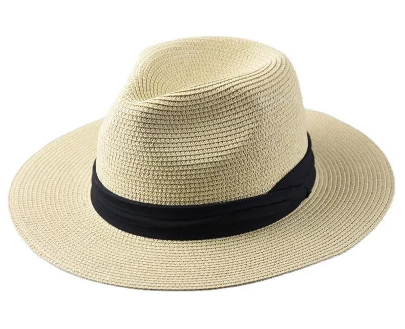 XL Big Head 63CM Summer Beach Woven Sun Hats Men Women Plus Size Jazz UV UPF 50+ Sun Protection Travel Panaman Straw Hats Unisex