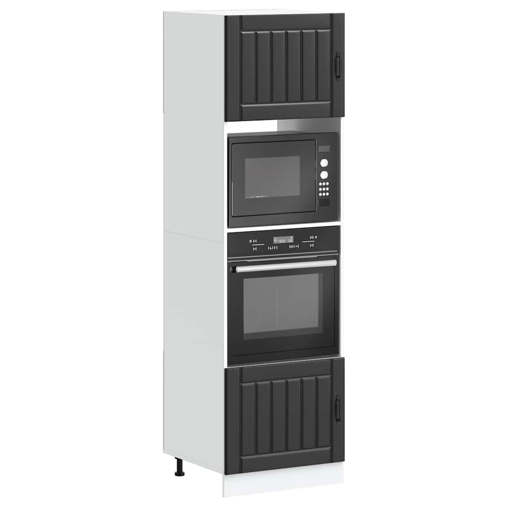2 Pcs Oven Housing Cabinets Lucca Black Wood Based Panel