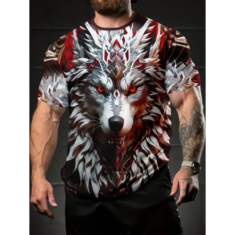 Fashion Men's Crew Neck Short Sleeve 3D Casual Color Printing Casual Short Sleeve Crew Neck T-Shirt