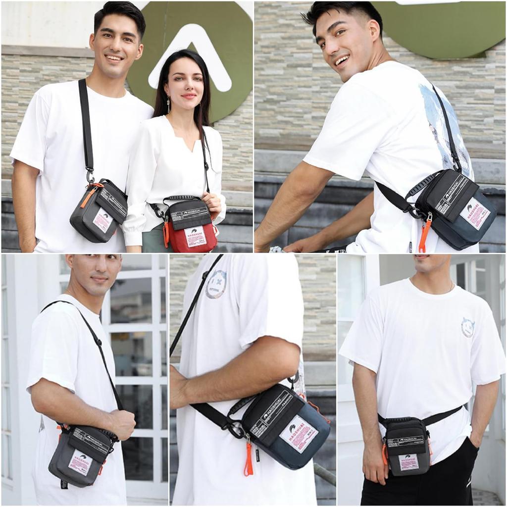 Cazycazun Mała Torba Kurierska na Ramię Duża Męska Torba, Lekka, Torebka, Torba, Pojemność, Wodoodporna, Odporna na Ścieranie (Szary)