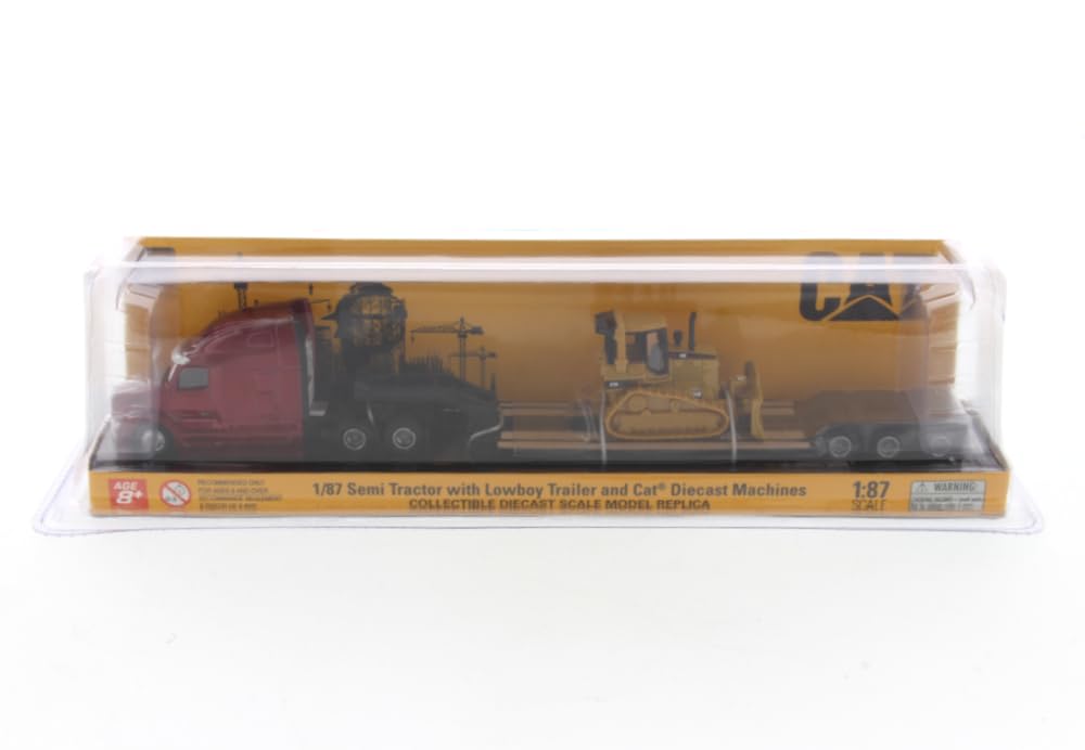 DIECAST MASTERS Peterbilt 579 Ultraluft Tandem with Cat D5M Loading Lowboy Trailer Scale Model 84419 1/87