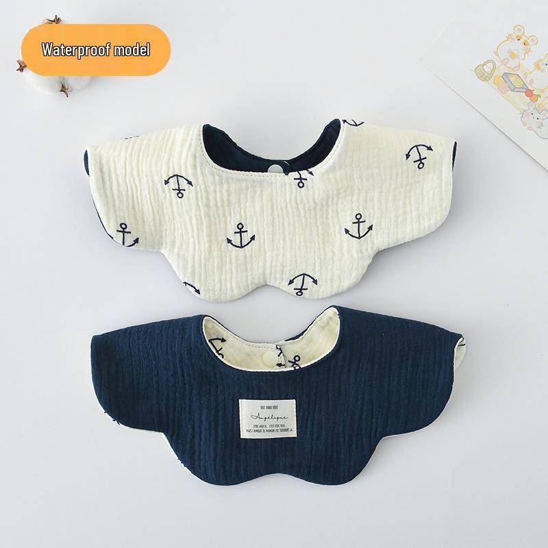 Dwustronny, wodoodporny śliniaczek dla niemowląt w stylu koreańskim z płatkami, wykonany w 100% z gazy bawełnianej