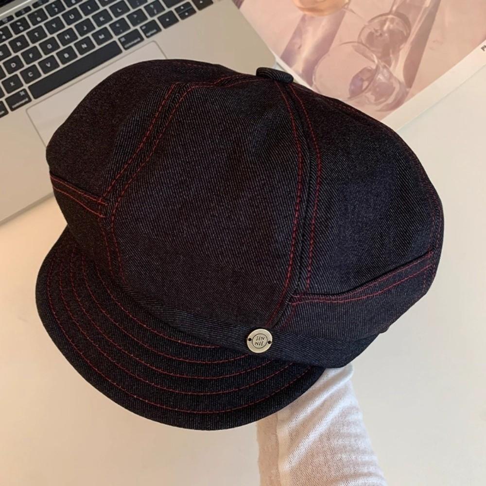 Korean Denim Beret Versatile Painter Hat Trendy Octagonal Hats  Streetwear
