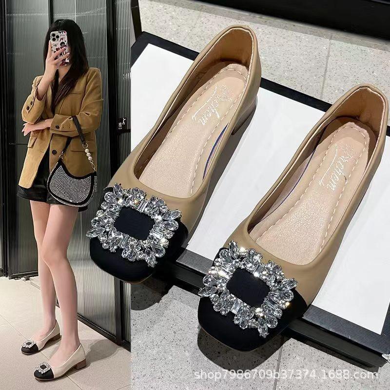 

Одиночные туфли женские 2024 осень новые квадратные головки неглубокие горловины мягкая подошва удобные туфли на плоской подошве легкие вечерние женские туфли g 35 хаки