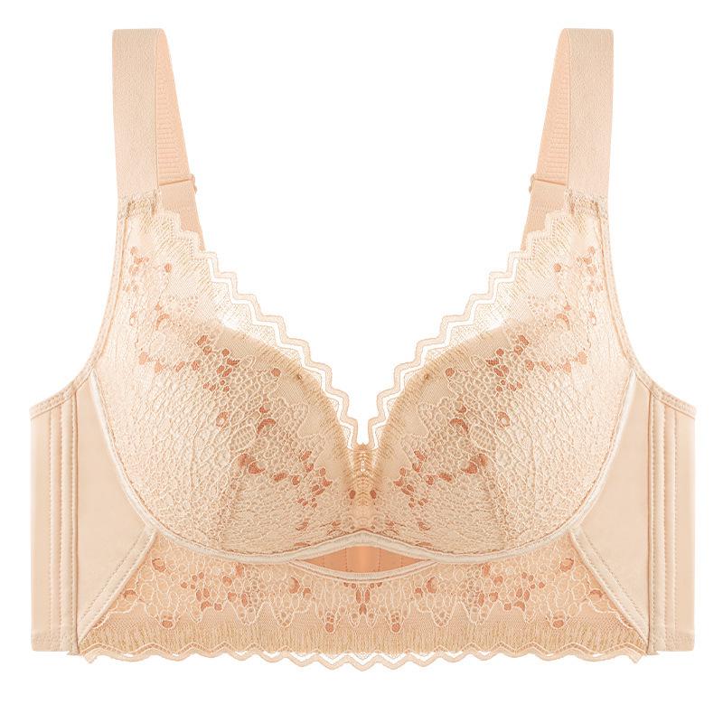 Elegant Lace Push-Up Bra: Medium-Thick, Wire-Free, Supportive for Small Busts