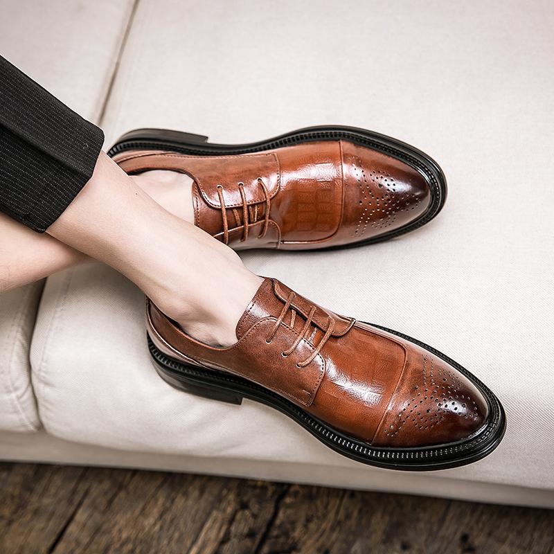 FashionClassic Formal Shoes Men Dress Leather Shoes Casual Fashion Men's Shoes Retro Pointed Toe Oxfords For Men Wedding Male Footwear