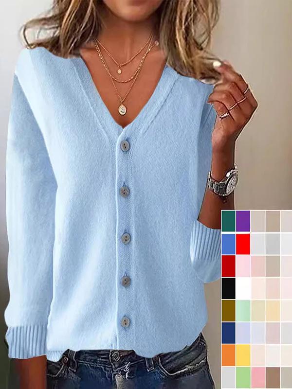Women's Long Sleeve Knitted Cardigan: Plus Size Spring-Summer Sweater Coat