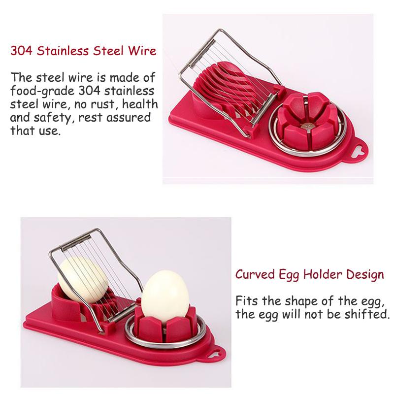 Egg Slicer For Hard Boiled Eggs, Multipurpose Boiled Egg Slicers Cutter, Stainless Steel Wire With 2 Slicing Styles