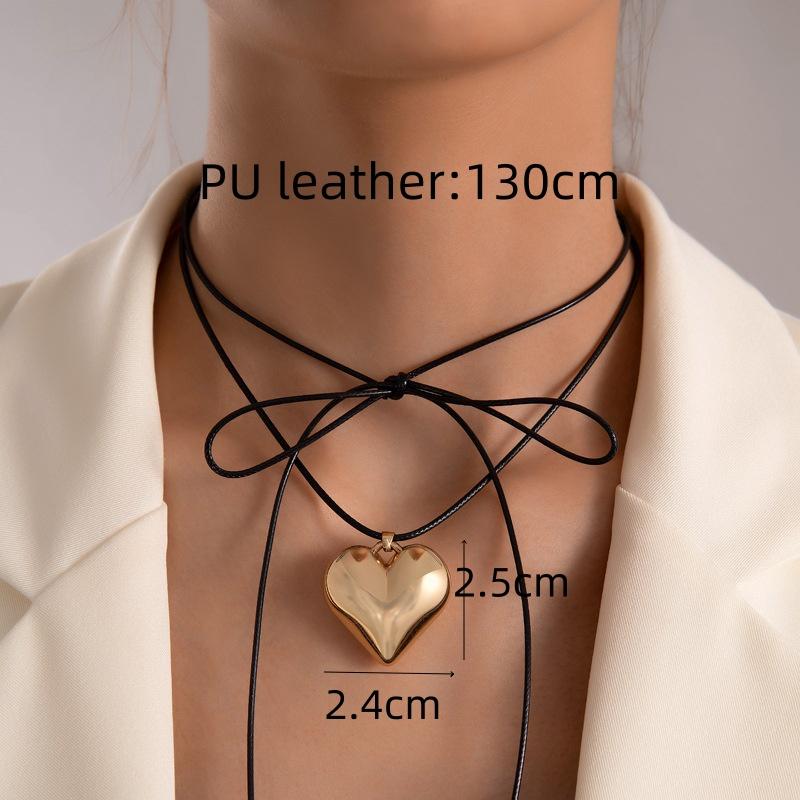 Diy Jewelry Goth Black Velvet 25mm Heart Pendant Choker Necklace for Women Weave Knotted Bowknot Adjustable Chain Jewelry