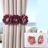 Curtain Holders with Flower Pattern Curtain Tiebacks, Easy Installation Curtain Tie Not Require Tools Set of 4 X3UC