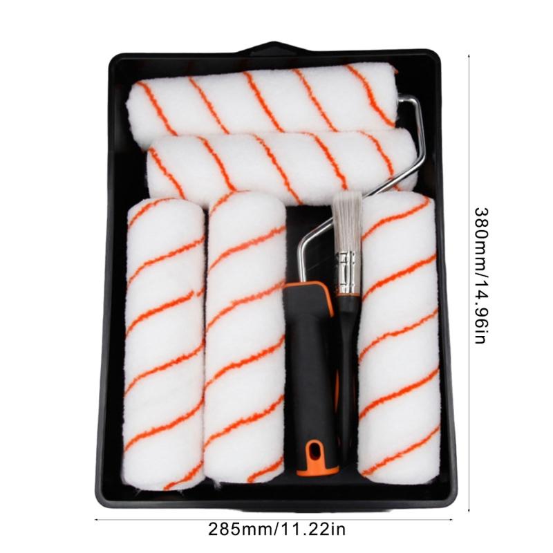 8Pcs Paint Roller Set Paint Brush Paint Tray Roller Paint Brush Wall Painting Roller for Professional Home Owners
