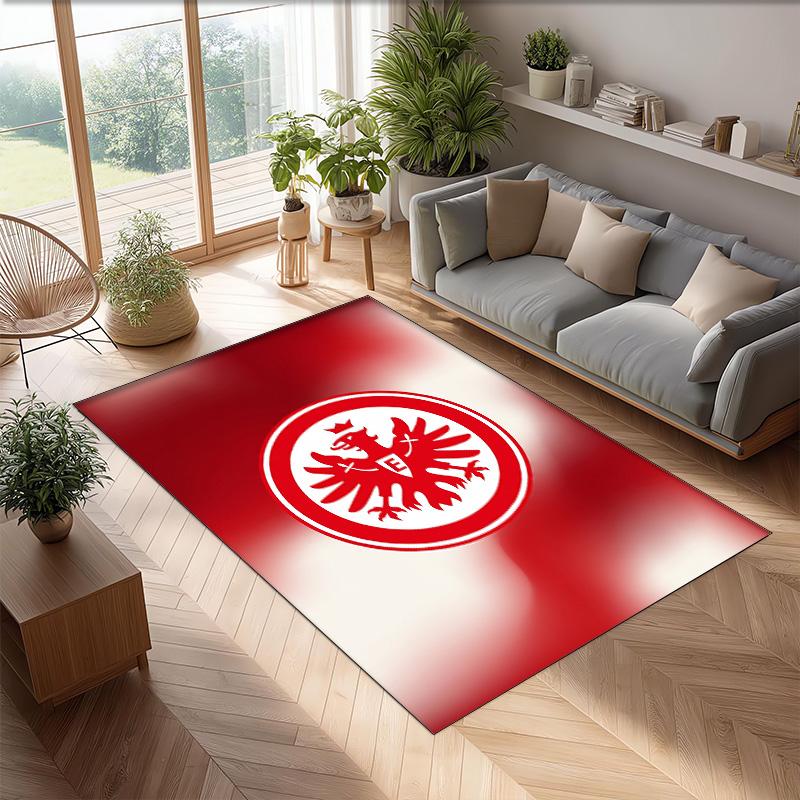 Eintracht Frankfurt Football Print Crystal Velvet Rug, Comfortable Water Absorbent Non Slip Indoor Floor Carpet