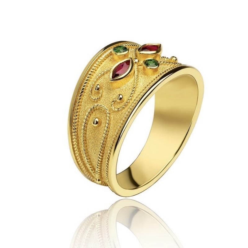 Exquisite Gold Color Men Rings for Women Oval Round Green Red Stone Rings  Party Gift