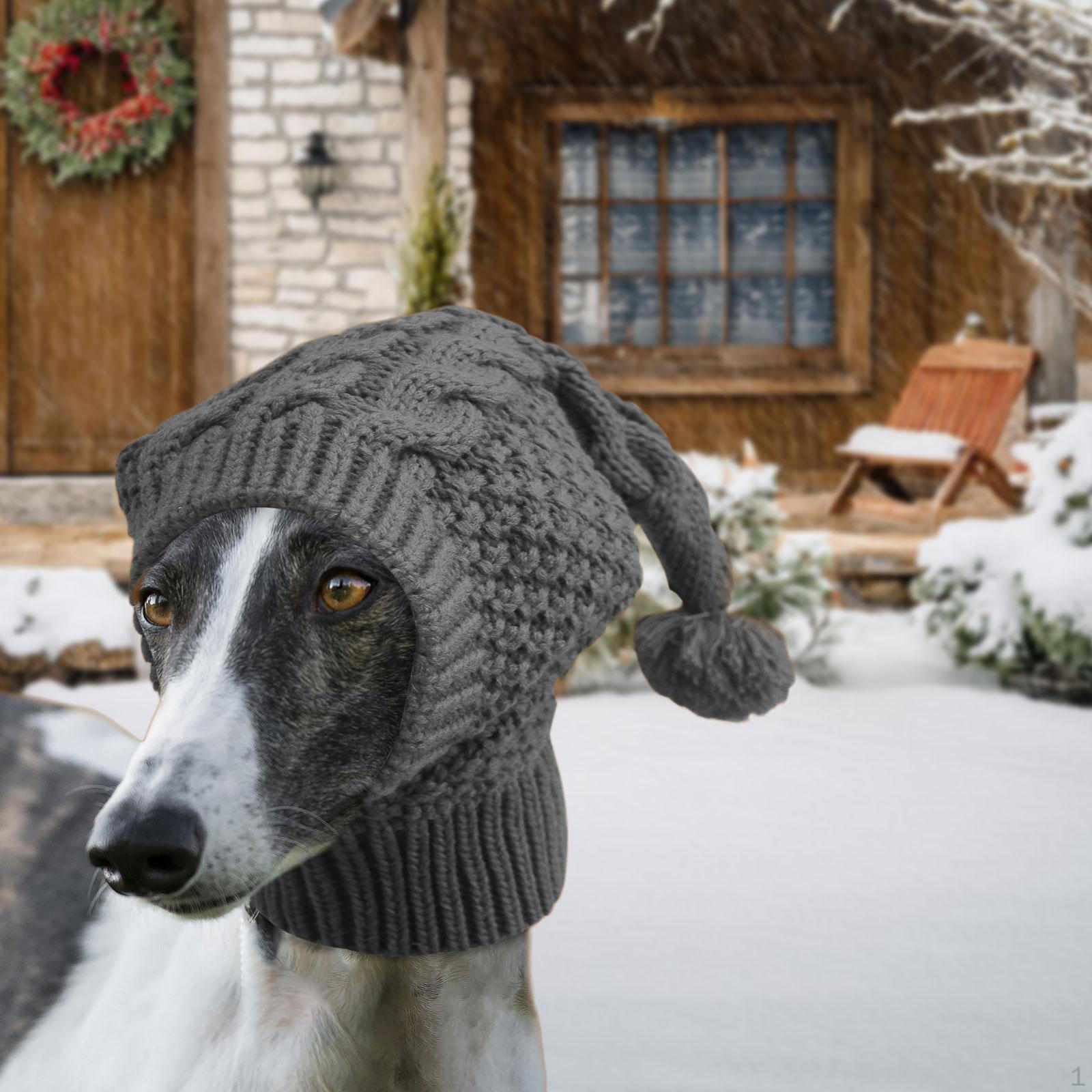 

Вязаная шапка для собаки, шапка для питомца с помпоном из мягкого полиэстера с ушками, ветрозащитная, подходит для L