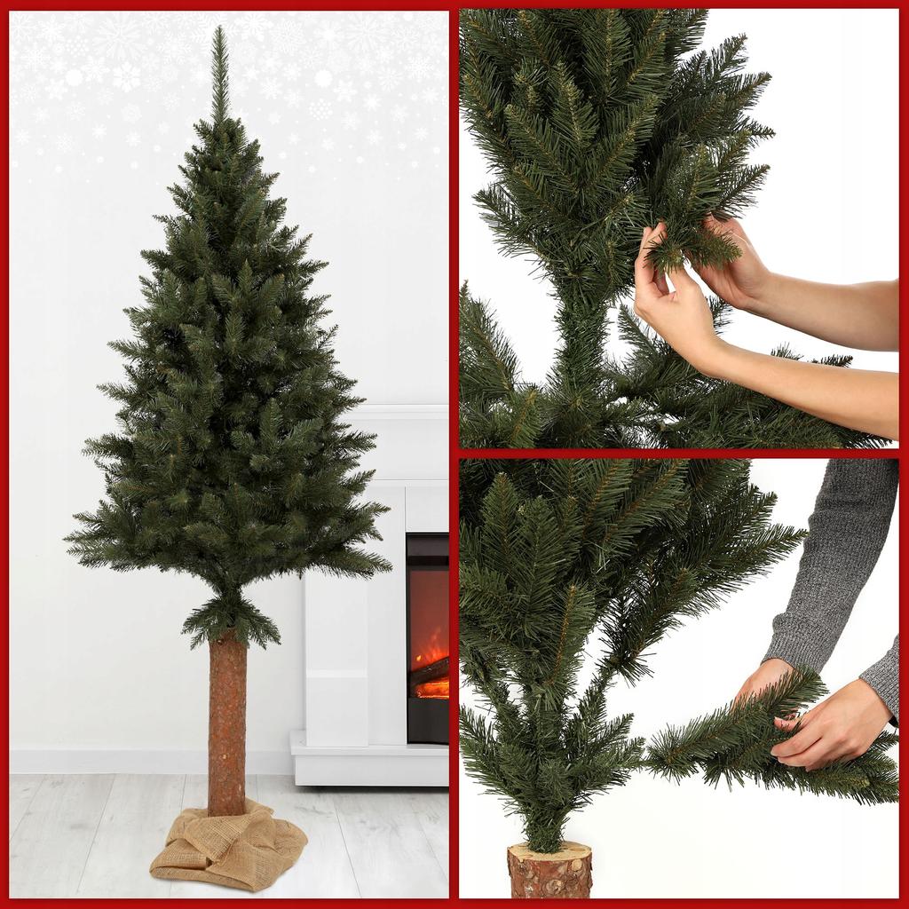 KADAX Vánoční stromek na kmeni umělý 220 cm Smrk přírodní