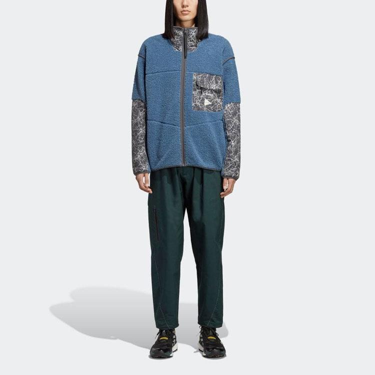 Adidas X And Wander Zip Pocket Fleece Stand Collar Jacket Men Outerwear Blue HN6935