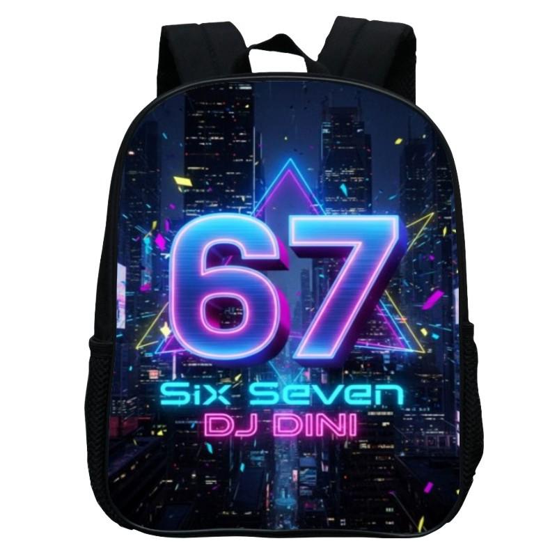 Printed Kindergarten 67 Six Seven Schoolbag, Cartoon Animation 12-inch Backpack Casual and Light