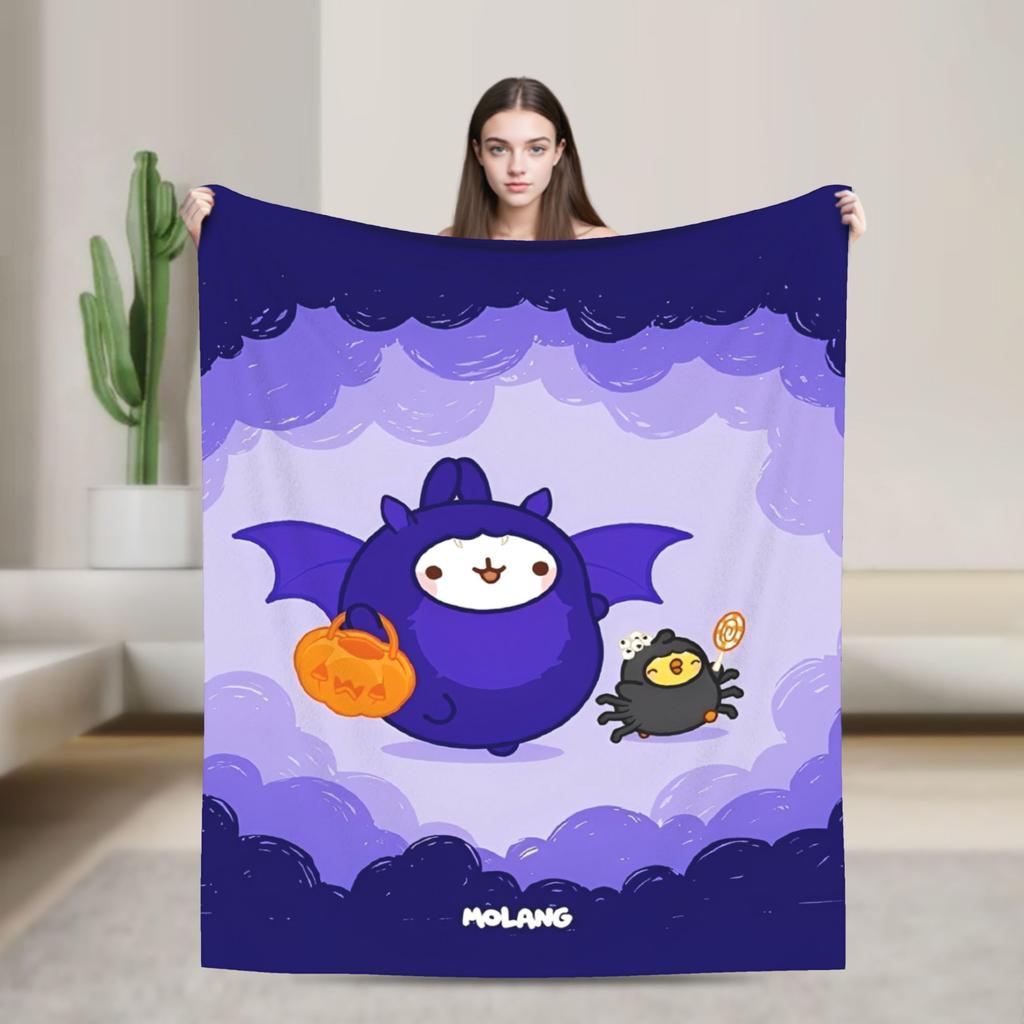 Cute Anime M-Molangs Blankets Coral Fleece Plush Winter Breathable Ultra-Soft Throw Blankets for Sofa Outdoor Bedding Throws