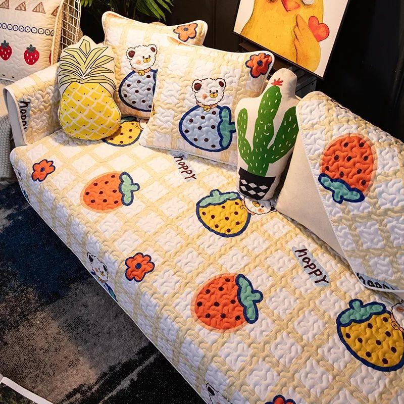 

Fabric Sofa Cushion All Year Round Neutral Non-Slip Pure Cotton Sofa Towel Cute Scandinavian Modern Simple Sofa Cover Cover Cloth Afternoon sunshine 45*45 pillowcase