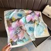 New Floral Print Shawl Square Scarf For Women Soft Satin Wraps Neckerchief Female Hair Bands Ribbon Headband Bandana