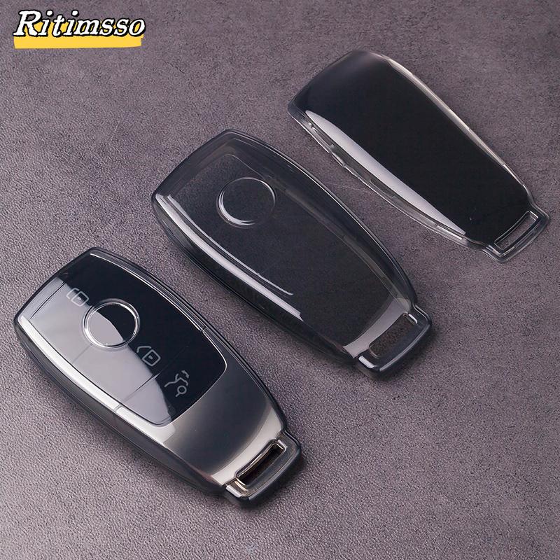 TPU Transparent Car Key Case Cover for Mercedes Benz E C S GLC Class E200 E400 E63 W213 S550 S560 C260 A200 Key Shell Protector