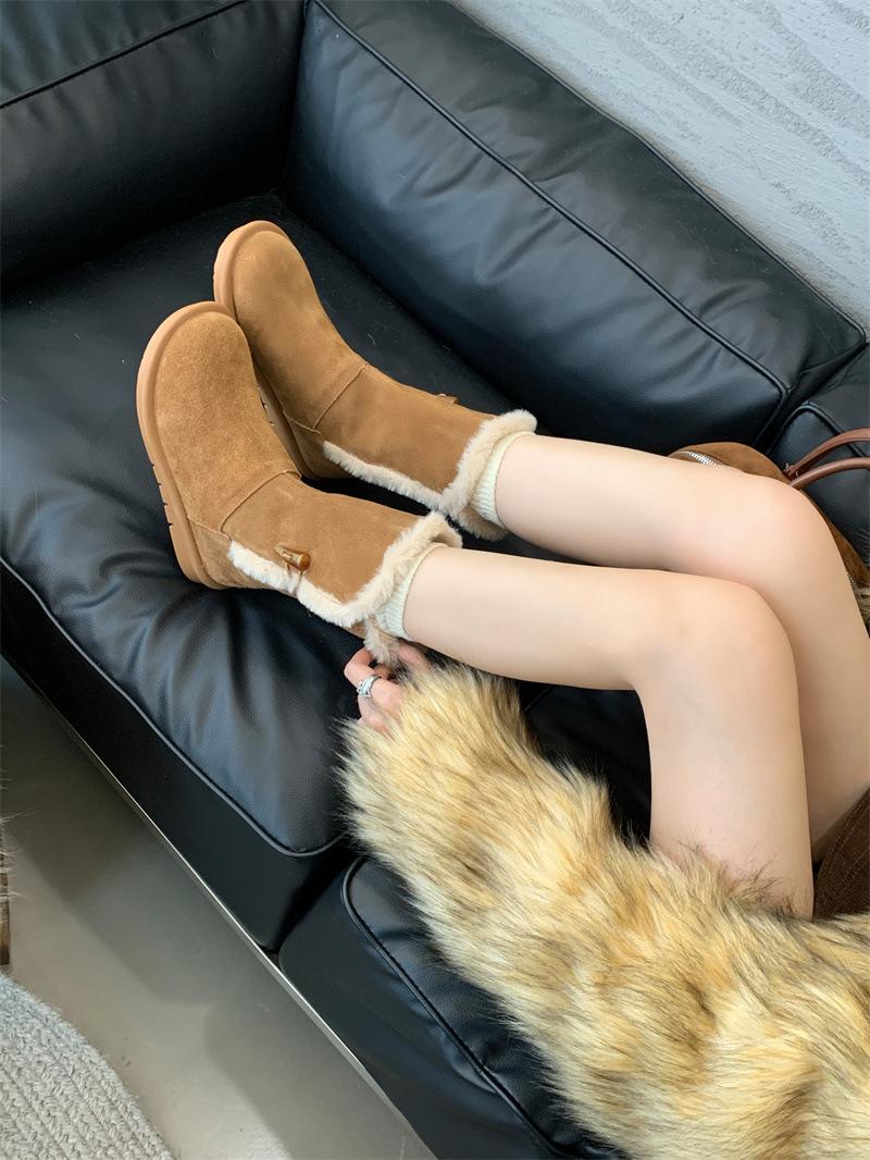 

Удобные универсальные короткие ботинки с отворотом, короткие ботинки 2025 года, новая корейская версия, круглые бархатные зимние ботинки, повседневная хлопковая обувь 40