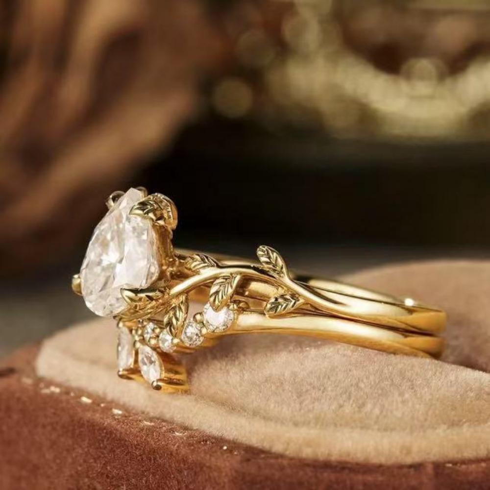 Luxury European and American Ins Jewelry, Wheat Ear Gold Ring, Niche Light Luxury High-end Zircon Ring